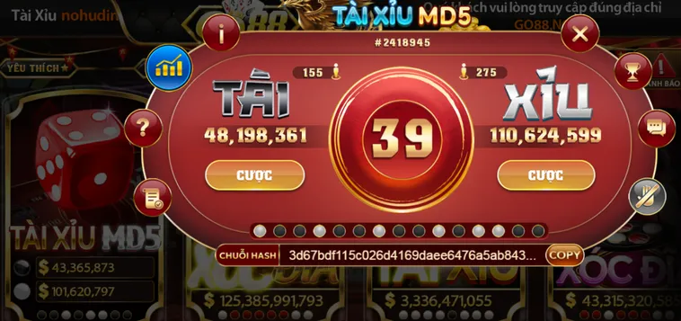 Chinh Phục Casino Tài Xỉu MD5 Tại Go88 Với Hệ Thống Minh Bạch Tuyệt Đối Cho Mọi Game Thủ