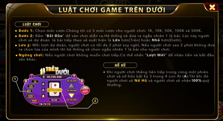 Minigame Trên Dưới Tại Go88 Trò Chơi Thử Thách Vận May Đơn Giản Dễ Thắng