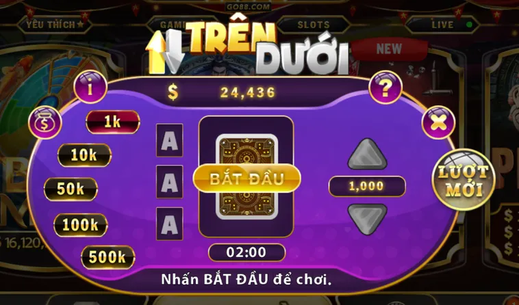 Minigame Trên Dưới Tại Go88 Trò Chơi Thử Thách Vận May Đơn Giản Dễ Thắng